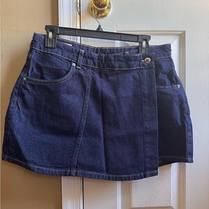 NWOT Zara Dark Denim High-Waist Wrap Skort